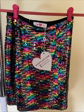 Buddy Love Multicolor Sequin Crop Top & Skirt - Green, Blue, Pink & Gold